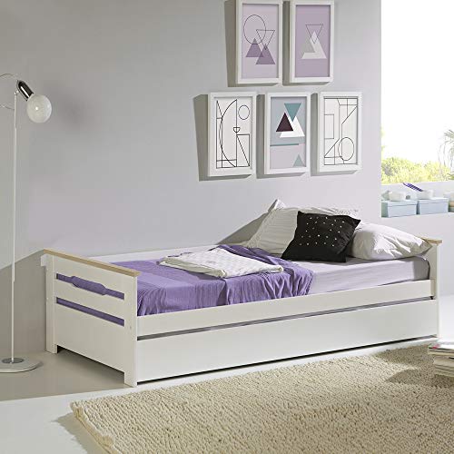 VS Venta-stock Cama Nido Juvenil Claudia 90X190, Color Blanco, Dimensiones: 200cm (Largo), 105cm (Ancho) y 62cm (Alto) VS Venta-stock Cama Nido Juvenil Claudia 90X190, Color Blanco, Dimensiones: 200cm (Largo), 105cm (Ancho) y 62cm (Alto)