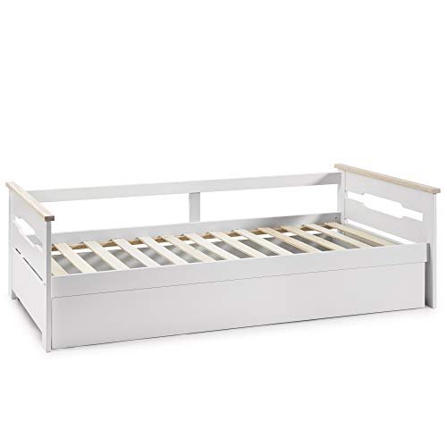 VS Venta-stock Cama Nido Juvenil Claudia 90X190, Color Blanco, Dimensiones: 200cm (Largo), 105cm (Ancho) y 62cm (Alto)