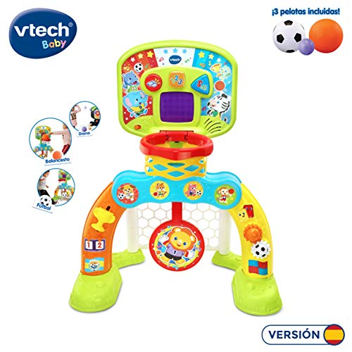 VTech - Centro de deportes Basket-Gol, Portería de fútbol, canasta de baloncesto y diana, disfruta jugando, efectos especiales y respuestas interactivas, incluye tres pelotas, marcador LED (80-533522) VTech - Centro de deportes Basket-Gol, Portería de fútbol, canasta de baloncesto y diana, disfruta jugando, efectos especiales y respuestas interactivas, incluye tres pelotas, marcador LED (80-533522)