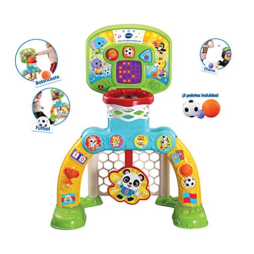 VTech - Centro de deportes Basket-Gol, Portería de fútbol, canasta de baloncesto y diana, disfruta jugando, efectos especiales y respuestas interactivas, incluye tres pelotas, marcador LED (80-533522) VTech - Centro de deportes Basket-Gol, Portería de fútbol, canasta de baloncesto y diana, disfruta jugando, efectos especiales y respuestas interactivas, incluye tres pelotas, marcador LED (80-533522)