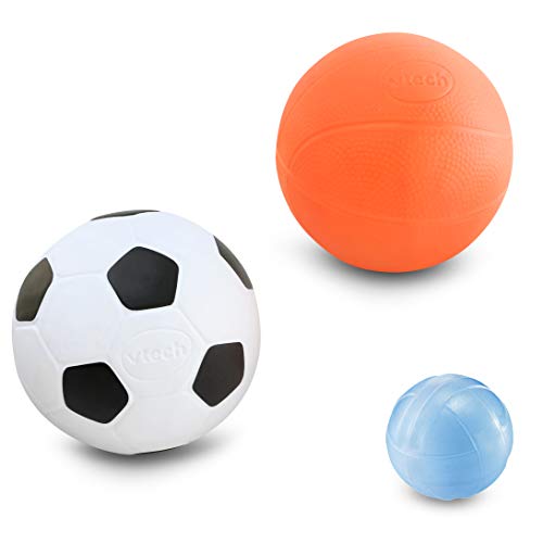 VTech - Centro de deportes Basket-Gol, Portería de fútbol, canasta de baloncesto y diana, disfruta jugando, efectos especiales y respuestas interactivas, incluye tres pelotas, marcador LED (80-533522)