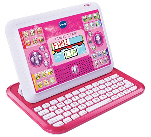 VTech Genio Little App, Juguete para aprender en casa, ordenador tablet educativo para jugar en dos modos distintos, 80 actividades que enseñan letras, inglés, matemáticas, ciencias, rosa (80-155557)