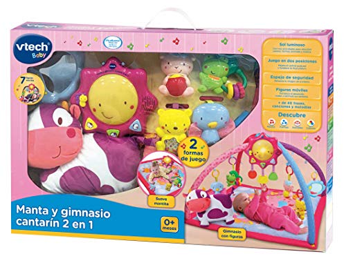 VTech Mantita de juego cantarín 2 en 1, manta y gimnasio de aprendizaje para bebé con más de 40 canciones, frases y melodías, panel extraíble, color rosa (80-146457) VTech Mantita de juego cantarín 2 en 1, manta y gimnasio de aprendizaje para bebé con más de 40 canciones, frases y melodías, panel extraíble, color rosa (80-146457)