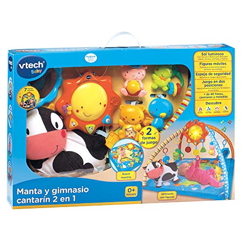 VTech Mantita de juego cantarín 2 en 1, manta y gimnasio de aprendizaje para bebé con más de 40 canciones, frases y melodías, panel extraíble, multicolor (80-146422)