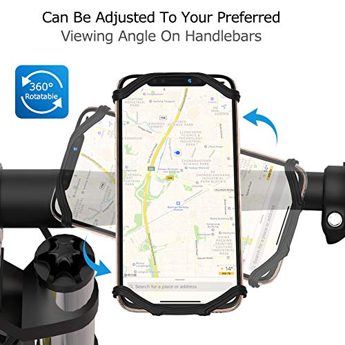 VUP Soporte Móvil Bicicleta, 360° Rotación Ajustable Soporte Móvil Moto para iPhone SE/11 Pro/X/XS/XR/8 Plus/7 Plus, Samsung Galaxy S10 P/S9/S8 P/S7 Edge, Huawei, Xiaomi/Redmi Telefono&GPS (4"-6.5")