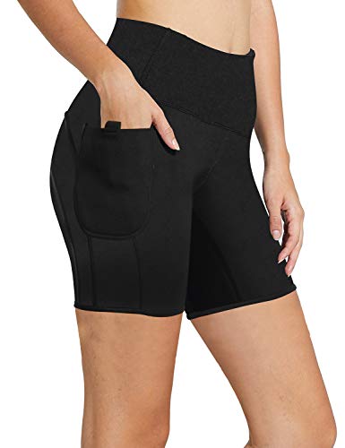 WABISABI DREAMS Pantalon Corto Neopreno Sauna, Leggins Cortos Reductores Adelgazantes Anticeluliticos Cintura Alta, Mallas Fitness Push Up consigue una Sudoración efectiva en Fitness Negro (S)