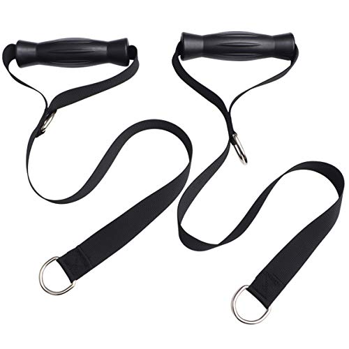 Wakauto 2 Piezas de Cuerda de Fitness con Mango de Plástico Cuerda de Tirón de Fitness Duradera Cuerda de Gimnasio Resistente Al Cinturón de Fitness para Hombros de Bíceps de Abdomen