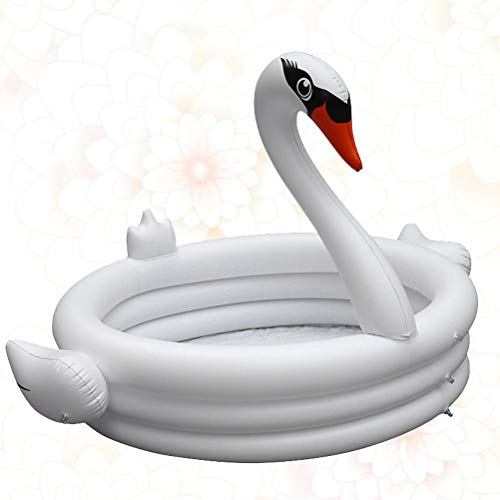 Wakauto Cisne Blanco en Forma de Piscina casera bañera Piscina Inflable Juegos educativos artículos Deportivos para niños niñas (Blanco)