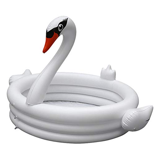 Wakauto Cisne Blanco en Forma de Piscina casera bañera Piscina Inflable Juegos educativos artículos Deportivos para niños niñas (Blanco)