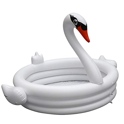 Wakauto Cisne Blanco en Forma de Piscina casera bañera Piscina Inflable Juegos educativos artículos Deportivos para niños niñas (Blanco)