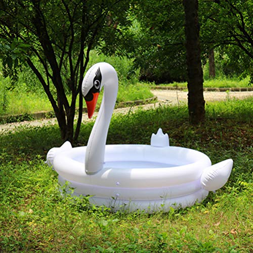 Wakauto Cisne Blanco en Forma de Piscina casera bañera Piscina Inflable Juegos educativos artículos Deportivos para niños niñas (Blanco)