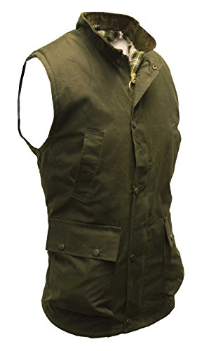 Walker and Hawkes - Chaleco Encerado para Hombre - Efecto Calentador - Estilo campiña Inglesa - Verde Oliva - XL (44"-46")