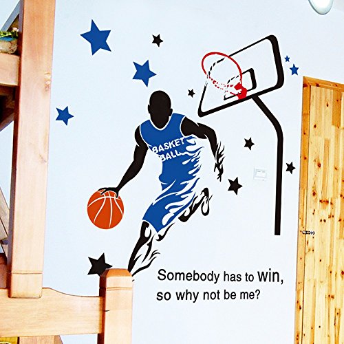 Wall Sticker Collage University School masculino ornamento de pared del Dormitorio Dormitorio Deportes Baloncesto Estrellas Fan Cesta de 113x114cm.