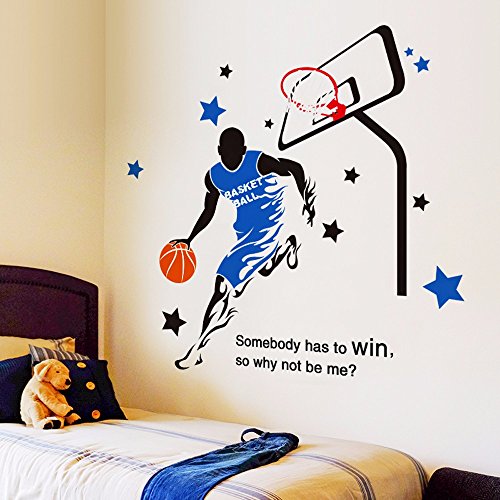 Wall Sticker Collage University School masculino ornamento de pared del Dormitorio Dormitorio Deportes Baloncesto Estrellas Fan Cesta de 113x114cm.