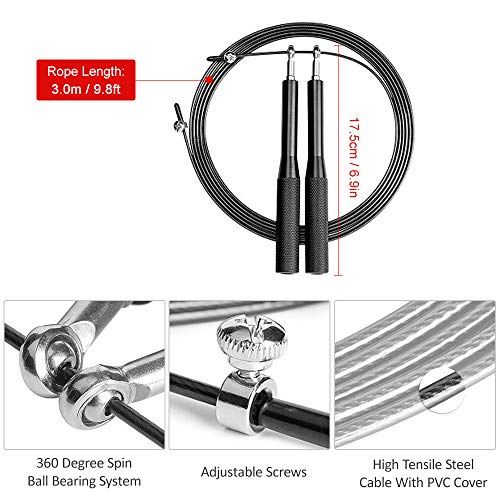 Walory Cuerda Saltar - Cuerda de Saltar Cuerda de Salto de Acero Cuerda de Velocidad Ajustable para Gimnasio en Casa Entrenamiento Entrenamiento Físico Walory Cuerda Saltar - Cuerda de Saltar Cuerda de Salto de Acero Cuerda de Velocidad Ajustable para Gimnasio en Casa Entrenamiento Entrenamiento Físico