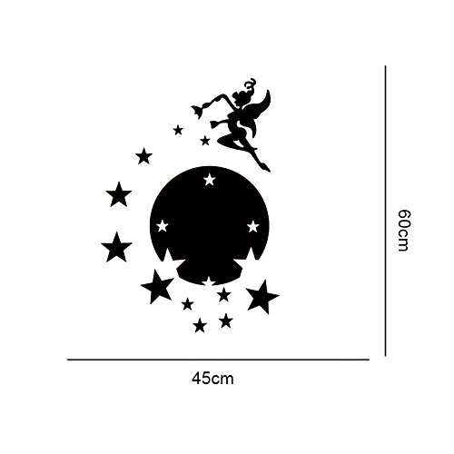 Walplus caza Tinker Bell diseño de hada con diseño de estrellas y espejo redondo decorativo, plateado Walplus caza Tinker Bell diseño de hada con diseño de estrellas y espejo redondo decorativo, plateado