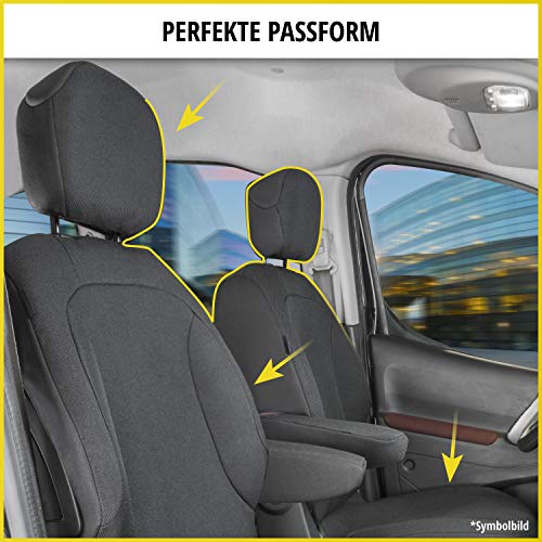 Walser 10531 Funda de asiento de coche ajuste de transportador, funda de asiento de poliéster antracita compatible con Ford Transit, un solo asiento delantero