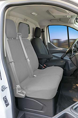 Walser 10531 Funda de asiento de coche ajuste de transportador, funda de asiento de poliéster antracita compatible con Ford Transit, un solo asiento delantero