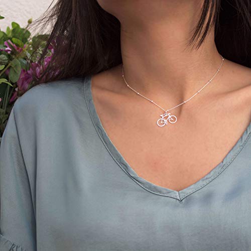 WANDA PLATA Collar con Colgante Bicicleta para Mujer en Plata de Ley 925, Gargantilla Choker Bici con Cadena 36 cm+5 cm ext, Joyería en Caja de Regalo WANDA PLATA Collar con Colgante Bicicleta para Mujer en Plata de Ley 925, Gargantilla Choker Bici con Cadena 36 cm+5 cm ext, Joyería en Caja de Regalo