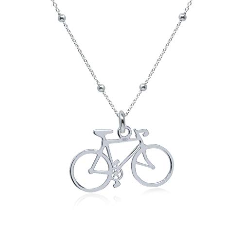 WANDA PLATA Collar con Colgante Bicicleta para Mujer en Plata de Ley 925, Gargantilla Choker Bici con Cadena 36 cm+5 cm ext, Joyería en Caja de Regalo