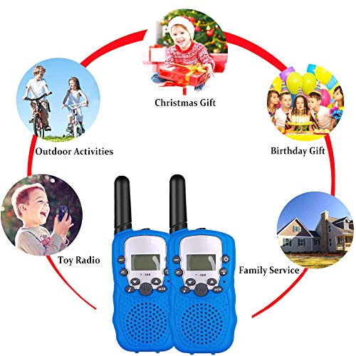 WANFEI Walkie Talkies Niños, Walky Talky Niños 3KM Largo Alcance con 8 Canales Función de VOX Linterna LCD, Inalámbrico Interfono Juguetes para Niños Regalo Festival Interior Exteriores-2 Pack