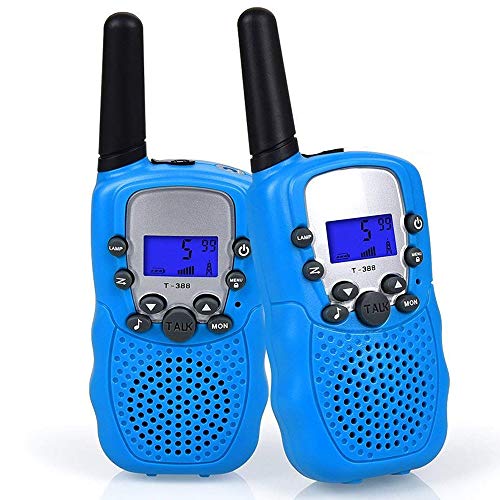 WANFEI Walkie Talkies Niños, Walky Talky Niños 3KM Largo Alcance con 8 Canales Función de VOX Linterna LCD, Inalámbrico Interfono Juguetes para Niños Regalo Festival Interior Exteriores-2 Pack