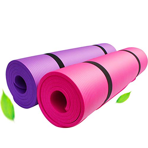 WANGRUIMEI Yoga Mat Grueso Grande Colchoneta de Ejercicio Antideslizante con Correa de Transporte para Pilates 181cm * 63cm * 1cm (Rosado)