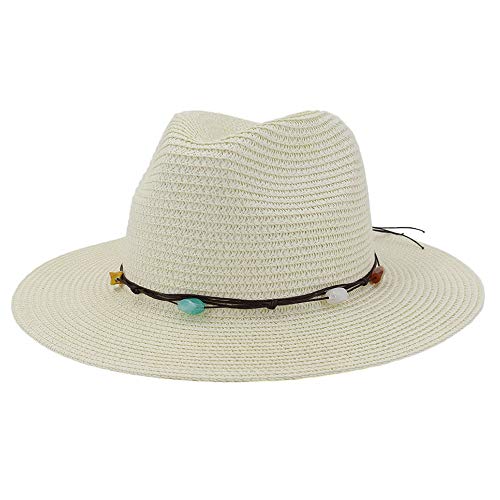 WANGXINQUAN Sombrero de Paja Hecho Punto Hecho a Mano del Remiendo para los Sombreros de Las Mujeres del Verano señoras Anchas de ala Ancha Plegable de la Playa Sombreros del Sombrero del Sol