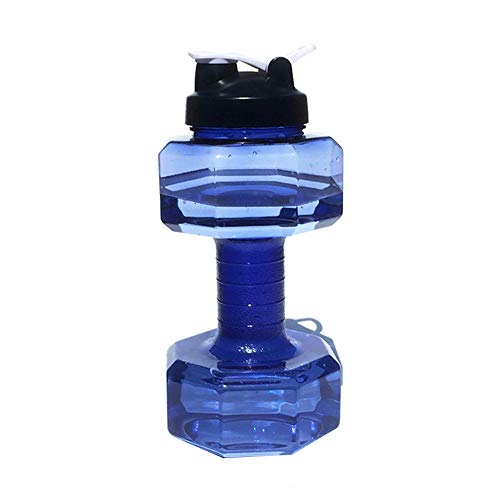 Wankd - Botella de agua con forma de mancuerna (2,5 L), gran capacidad, para fitness, deportes al aire libre, plástico, transparente, a prueba de fugas, sin BPA, tapa a prueba de fugas, azul Wankd - Botella de agua con forma de mancuerna (2,5 L), gran capacidad, para fitness, deportes al aire libre, plástico, transparente, a prueba de fugas, sin BPA, tapa a prueba de fugas, azul