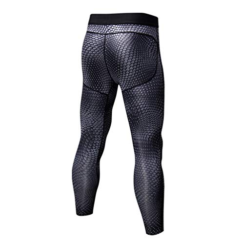 WanYangg Pantalones Leggings Compresión para Hombre Mallas Compresivas Running Secado Rápido Fitness Deporte Elástico Transpirable Tights Apretadas Ejercicio Correr Escala de Serpiente 13 Negro M