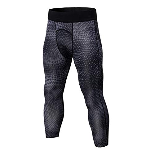 WanYangg Pantalones Leggings Compresión para Hombre Mallas Compresivas Running Secado Rápido Fitness Deporte Elástico Transpirable Tights Apretadas Ejercicio Correr Escala de Serpiente 13 Negro M