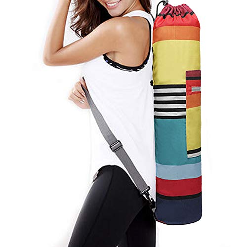 WANYIG Bolsa Esterilla de Yoga Lona Yoga Mat Bag Bolsas para Colchoneta de Yoga con Cuerda y Cinta para el Pelo Estampada para Gimnasio(Color 8)