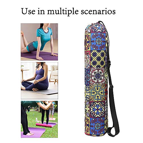 WANYIG Bolsa Esterilla de Yoga Lona Yoga Mat Bag Bolsas para Colchoneta de Yoga con Cuerda y Cinta para el Pelo Estampada para Gimnasio(Color 8)