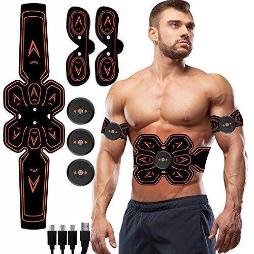 WARDBES Electroestimulador Muscular Abdominales, Estimulador Muscular Abdominales, Eñectro Estimulador Abdominal, EMS Trainer para Abdomen/Brazo/Piernas/Cintura para Hombres y Mujeres