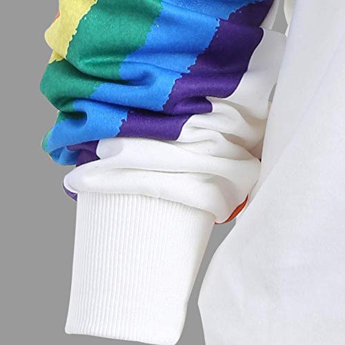 WARMWORD Mujer Tops Camisas de Manga Larga Flojas Ocasionales de Las Mujeres Sudadera con Capucha de impresión del Arco Iris Sudadera Mujeres Casual Sueltos De Manga Larga De Hombro Frio Camisas