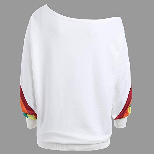WARMWORD Mujer Tops Camisas de Manga Larga Flojas Ocasionales de Las Mujeres Sudadera con Capucha de impresión del Arco Iris Sudadera Mujeres Casual Sueltos De Manga Larga De Hombro Frio Camisas WARMWORD Mujer Tops Camisas de Manga Larga Flojas Ocasionales de Las Mujeres Sudadera con Capucha de impresión del Arco Iris Sudadera Mujeres Casual Sueltos De Manga Larga De Hombro Frio Camisas