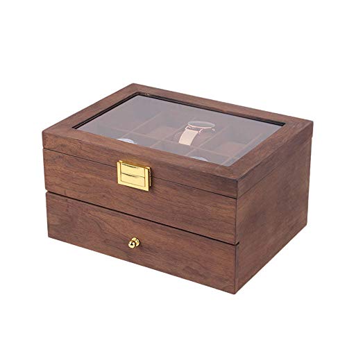 watch box Caja de presentación de Reloj de Doble Capa Caja de Almacenamiento de Reloj de Madera Maciza clásica Reloj Caja de Reloj de Varios dígitos Caja de Reloj Simple para el hogar Caja de Reloj