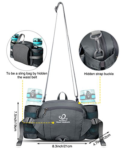 Waterfly Riñonera Running Deportiva Impermeable Multifuncional Bolso de Cintura con Portabotellas para Correr Senderismo Ciclismo para Hombre Mujer (Gris) Waterfly Riñonera Running Deportiva Impermeable Multifuncional Bolso de Cintura con Portabotellas para Correr Senderismo Ciclismo para Hombre Mujer (Gris)