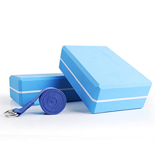 WayEee Bloques de Yoga 2 Unidades Yoga Block de Espuma EVA de Alta Densidad Ladrillo Yoga para Mejorar la Fuerza y Ayudar en el Equilibrio y la Flexibilidad Yoga Pilates Amantes (Azul)