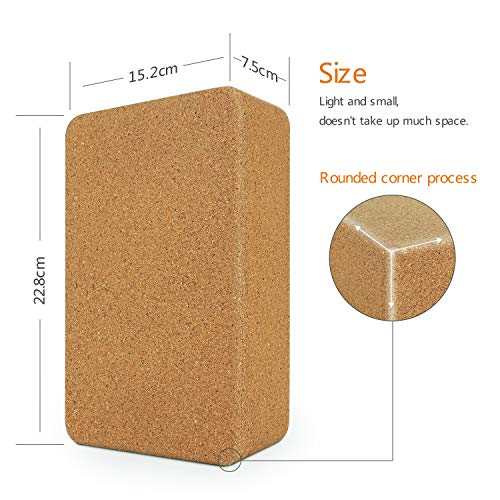 WayEee Bloques de Yoga Corcho Natural 2 Piezas Ecológico de Alta Densidad Centímetros Ladrillo Yoga Block Cork para Pilates y Ejercicios de Yoga