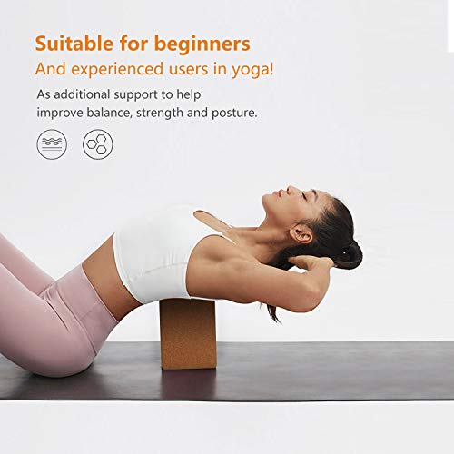 WayEee Bloques de Yoga Corcho Natural 2 Piezas Ecológico de Alta Densidad Centímetros Ladrillo Yoga Block Cork para Pilates y Ejercicios de Yoga