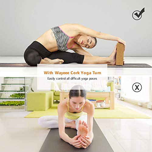 WayEee Bloques de Yoga Corcho Natural 2 Piezas Ecológico de Alta Densidad Centímetros Ladrillo Yoga Block Cork para Pilates y Ejercicios de Yoga