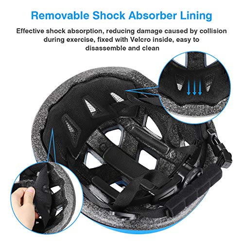 WayEee Casco Infantil para Bicicleta Monopatín Patinaje Casco Ciclismo para Niños Ajustable Cascos de Bicicleta de Montaña para Niño 4-12 Años (Azul)