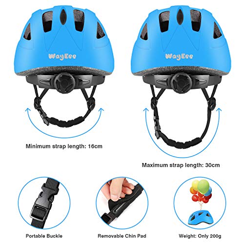 WayEee Casco Infantil para Bicicleta Monopatín Patinaje Casco Ciclismo para Niños Ajustable Cascos de Bicicleta de Montaña para Niño 4-12 Años (Azul)