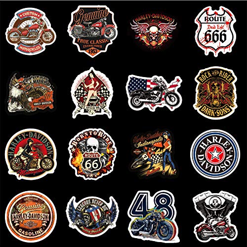 WayOuter Pegatinas de Motocicletas Harley Vintage 100 Piezas calcomanías de Vinilo de Motorista para Equipaje portátil monopatín Bicicleta