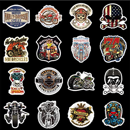 WayOuter Pegatinas de Motocicletas Harley Vintage 100 Piezas calcomanías de Vinilo de Motorista para Equipaje portátil monopatín Bicicleta WayOuter Pegatinas de Motocicletas Harley Vintage 100 Piezas calcomanías de Vinilo de Motorista para Equipaje portátil monopatín Bicicleta