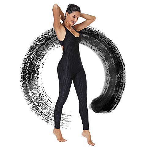 WAZA Mono Deportivo para Mujer Elástico Transpirable Secado Rápido Cintura Alta Elevación de Cadera Sin Espalda Ropa Deporte Pantalones Leggings para Yoga Pilates Fitness (Negro, L)