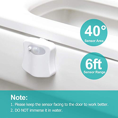 WC luz nocturna, Adoric LED Luz de Inodoro Luz con Detección de movimiento del sensor automático, 8 Cambio de Color,Funciona con Pilas, para cuartos de baño con niños Navidad WC luz nocturna, Adoric LED Luz de Inodoro Luz con Detección de movimiento del sensor automático, 8 Cambio de Color,Funciona con Pilas, para cuartos de baño con niños Navidad