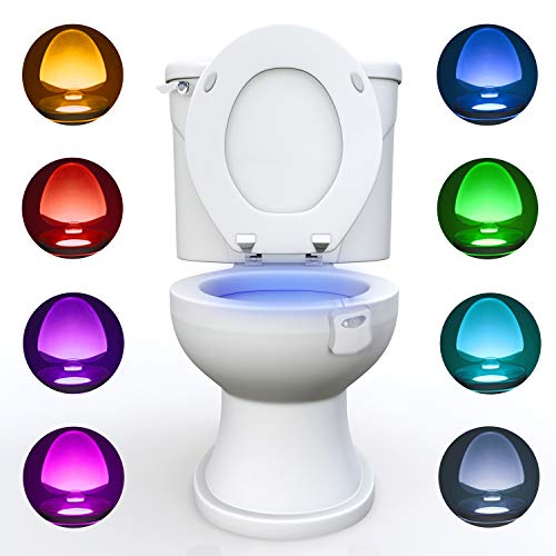WC luz nocturna, Adoric LED Luz de Inodoro Luz con Detección de movimiento del sensor automático, 8 Cambio de Color,Funciona con Pilas, para cuartos de baño con niños Navidad WC luz nocturna, Adoric LED Luz de Inodoro Luz con Detección de movimiento del sensor automático, 8 Cambio de Color,Funciona con Pilas, para cuartos de baño con niños Navidad