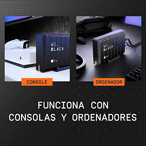 WD_BLACK D10 Game Drive de 8 TB - 7200RPM con refrigeración activa para guardar tu enorme colección de juegos PC o consola WD_BLACK D10 Game Drive de 8 TB - 7200RPM con refrigeración activa para guardar tu enorme colección de juegos PC o consola